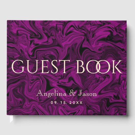 Elegante Lila Hochzeit Gästebuch (Vorderseite)
