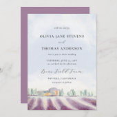 Elegante Lila Hochzeit im Lavenderfeld Einladung (Vorne/Hinten)