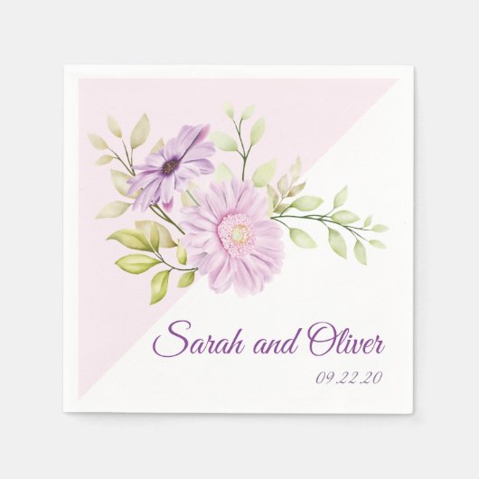 Elegante Lila Hochzeit Serviette (Vorderseite)