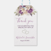 Elegante Lila Hochzeit und Hochzeit der Elfenbeink Geschenkanhänger (Rückseite)