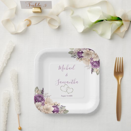 Elegante Lila Hochzeit und Hochzeit der Elfenbeink Pappteller (Hochzeit)