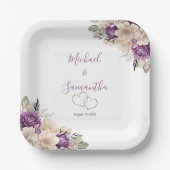 Elegante Lila Hochzeit und Hochzeit der Elfenbeink Pappteller (Vorderseite)