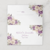 Elegante Lila Hochzeit und Hochzeit der Elfenbeink Platzkarte (Außenseite Aufgefaltet)
