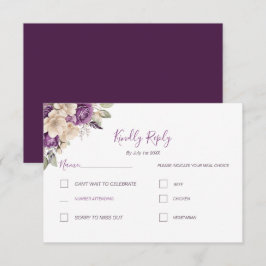 Elegante Lila Hochzeit und Hochzeit der Elfenbeink RSVP Karte