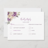 Elegante Lila Hochzeit und Hochzeit der Elfenbeink RSVP Karte (Vorderseite)