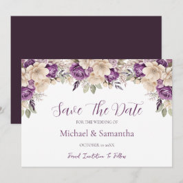 Elegante Lila Hochzeit und Hochzeit der Elfenbeink Save The Date