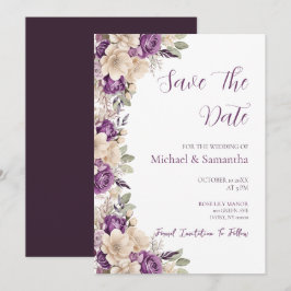 Elegante Lila Hochzeit und Hochzeit der Elfenbeink Save The Date