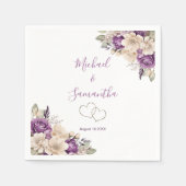 Elegante Lila Hochzeit und Hochzeit der Elfenbeink Serviette (Vorderseite)