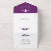 Elegante Lila Hochzeit und Hochzeit der Goldenen B All In One Einladung (Außenbereich)