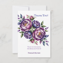 Elegante Lila Hochzeit und Magenta Peony Wedding Dankeskarte