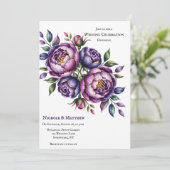 Elegante Lila Hochzeit und Magenta Peony Wedding Einladung (Stehend Vorderseite)