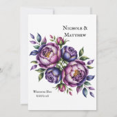 Elegante Lila Hochzeit und Magenta Peony Wedding Einladung (Rückseite)