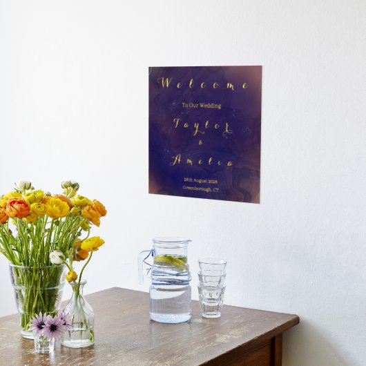 Elegante Lila Hochzeit Willkommen Foliendrucke (Ablage(Küche))