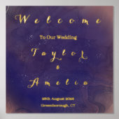 Elegante Lila Hochzeit Willkommen Foliendrucke (Vorderseite)