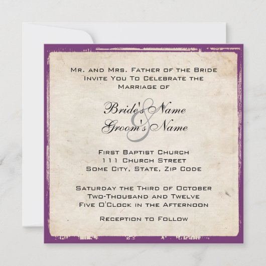 Elegante Lila Hochzeitseinladung Einladung (Vorderseite)