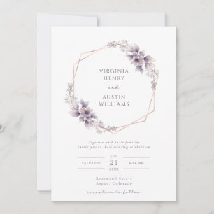 Elegante lila Hochzeitseinladung Einladung