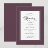 Elegante Lila Hochzeitsempfang Chic Borders Begleitkarte (Vorne/Hinten)