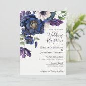 Elegante Lila Hochzeitsempfehlung der Seestreitkrä Einladung (Stehend Vorderseite)