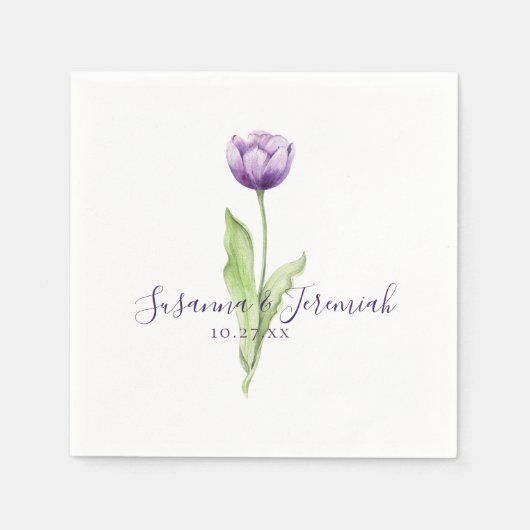 Elegante Lila Hochzeitsempfehlung Serviette (Vorderseite)