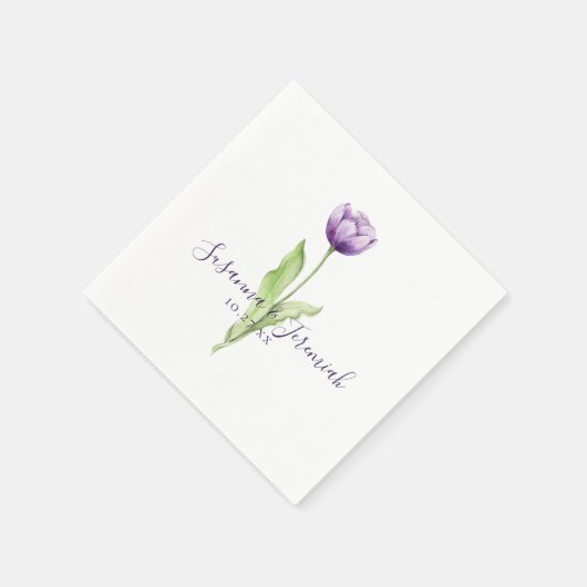 Elegante Lila Hochzeitsempfehlung Serviette (Ecke)