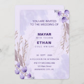 Elegante Lila Hochzeitsfeier Einladung (Vorne/Hinten)