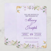 Elegante Lila Hochzeitsfeier Einladung (Vorne/Hinten)