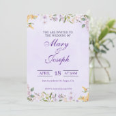 Elegante Lila Hochzeitsfeier Einladung (Stehend Vorderseite)