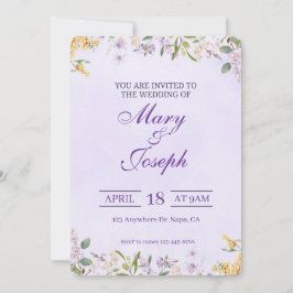 Elegante Lila Hochzeitsfeier Einladung