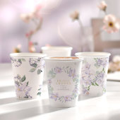 Elegante Lila Hochzeitsfeier mit Wasserfarbe Pappbecher