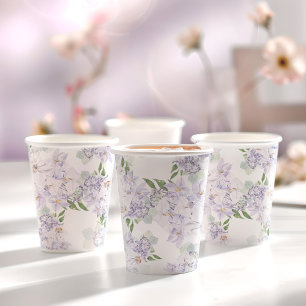 Elegante Lila Hochzeitsfeier mit Wasserfarbe Pappbecher