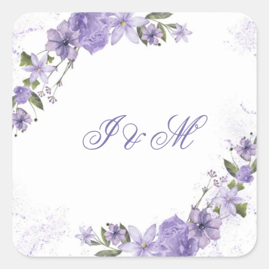 Elegante Lila Hochzeitsfeier Quadratischer Aufkleber (Vorderseite)
