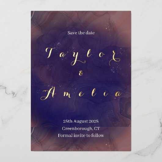 Elegante Lila Hochzeitsfeiern Folieneinladung (Vorderseite)