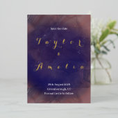 Elegante Lila Hochzeitsfeiern Folieneinladung (Stehend vorne)