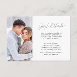 Elegante Lila Hochzeitsgast Details mit Foto Begleitkarte