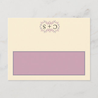 Elegante Lila Hochzeitsstiftung Schriftliche Platz Postkarte