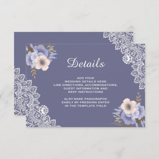 Elegante Lila Hochzeitsstimmung Begleitkarte (Vorne/Hinten)