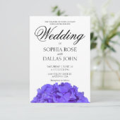 Elegante lila Hydrangea Hochzeit Einladung (Stehend Vorderseite)