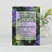Elegante lila Hydrangea Hochzeit Einladung (Stehend Vorderseite)