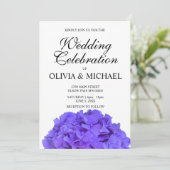 Elegante lila Hydrangea Hochzeit Einladung (Stehend Vorderseite)