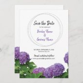Elegante Lila Hydrangea-Hochzeit rettet das Datum Save The Date (Vorne/Hinten)