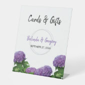 Elegante Lila Hydrangea Hochzeitskarten & Geschenk Sockelschild (Vorderseite)