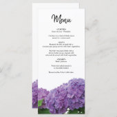 Elegante Lila Hydrangea Wedding Menükarte (Vorne/Hinten)