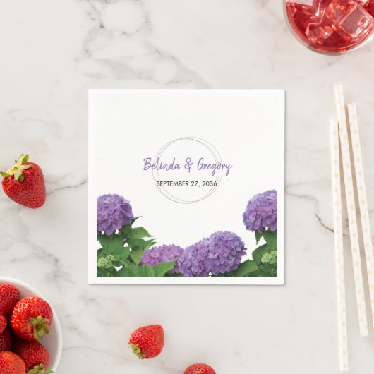 Elegante Lila Hydrangea Wedding Serviette (Beispiel)