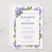 Elegante Lila Hydrangeas-Hochzeit Einladung (Vorderseite)