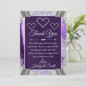 Elegante Lila Imitate Holo Glitzer Agate Wedding Dankeskarte (Stehend Vorderseite)