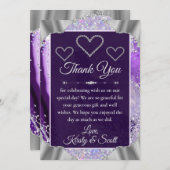 Elegante Lila Imitate Holo Glitzer Agate Wedding Dankeskarte (Vorne/Hinten)