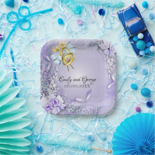 Elegante Lila individuell anpassbare Hochzeit/Verl Pappteller (Party)