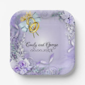 Elegante Lila individuell anpassbare Hochzeit/Verl Pappteller (Vorderseite)