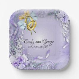 Elegante Lila individuell anpassbare Hochzeit/Verl Pappteller