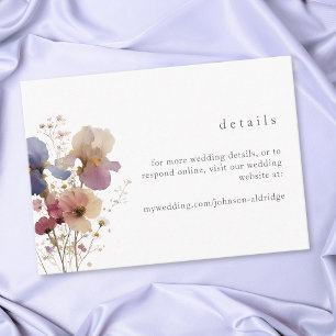 Elegante lila Iris-Aquarell-Gartenhochzeit Begleitkarte